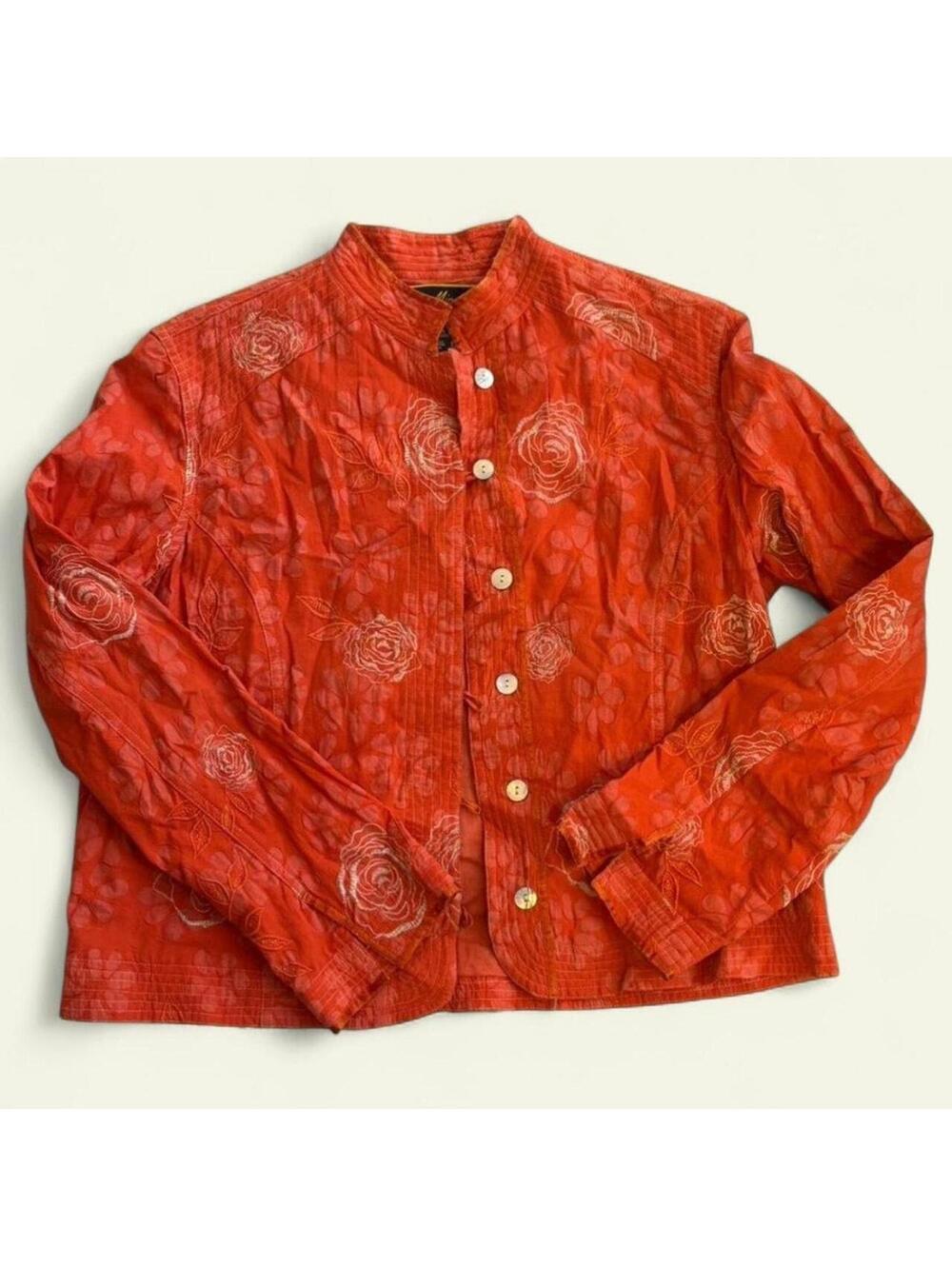 Vintage quilted orange cotton embroidered jacket